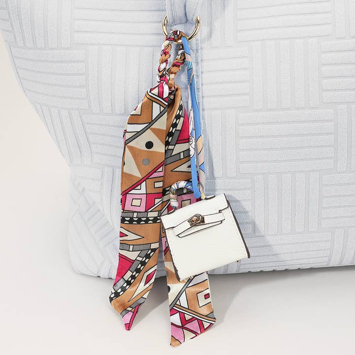 Sensibling Corp. - Wholesale Purse/Bag Accessory - Women's - Mini Purse Bag Charm with Abstract Pattern Petit Scarf