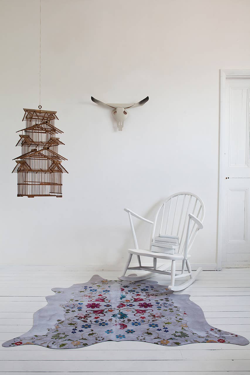 Mineheart - Venta al por mayor Alfombra pequeña - Alfombra de piel de vaca gitana (blanca)2