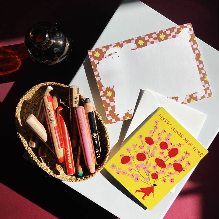Karen Schipper - Vente Carte pour le Nouvel An - Fleurs de Lanterne - Carte Éclatante du Nouvel An Lunaire2