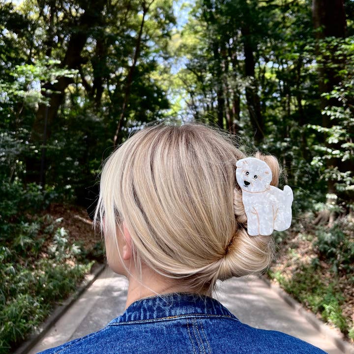 Solar Eclipse - Venta al por mayor Horquilla para el pelo - Mujer - Pinza para pelo de perro Bichon Frisé pintada a mano | Ecológica