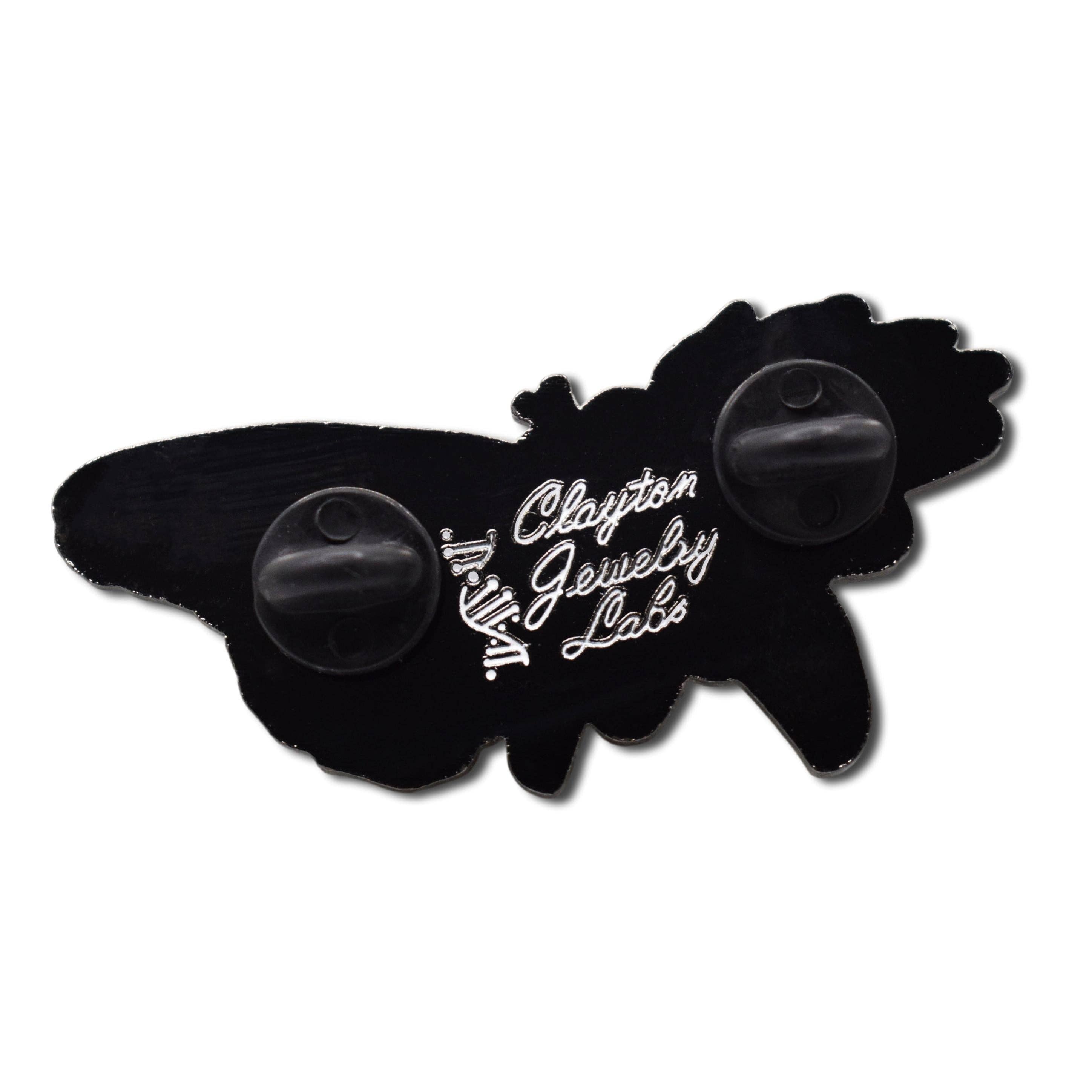 Farfalla monarca sul fiore Spilla da bavero smaltata con farfalla monarca su fiore in vendita all'ingrosso su Faire3