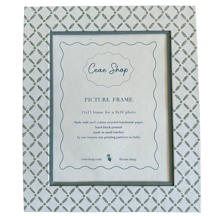 8x10 Block Printed Frame, for wall or tabletop in Croix Green for wholesale by Ceae Shop