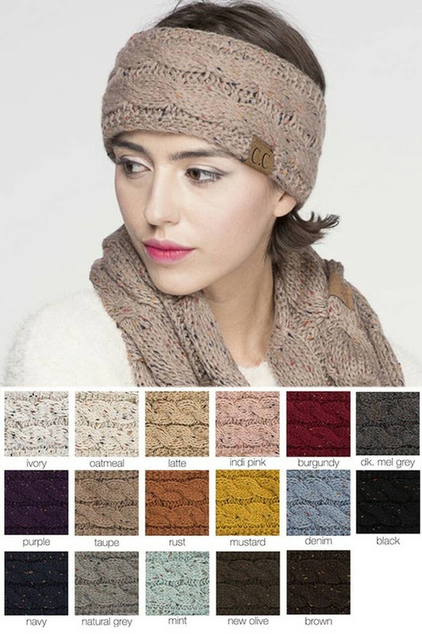 Hana – wholesale Pannband - Dam – C.C Chunky Stickad Confetti Sherpa fodrad pannband20