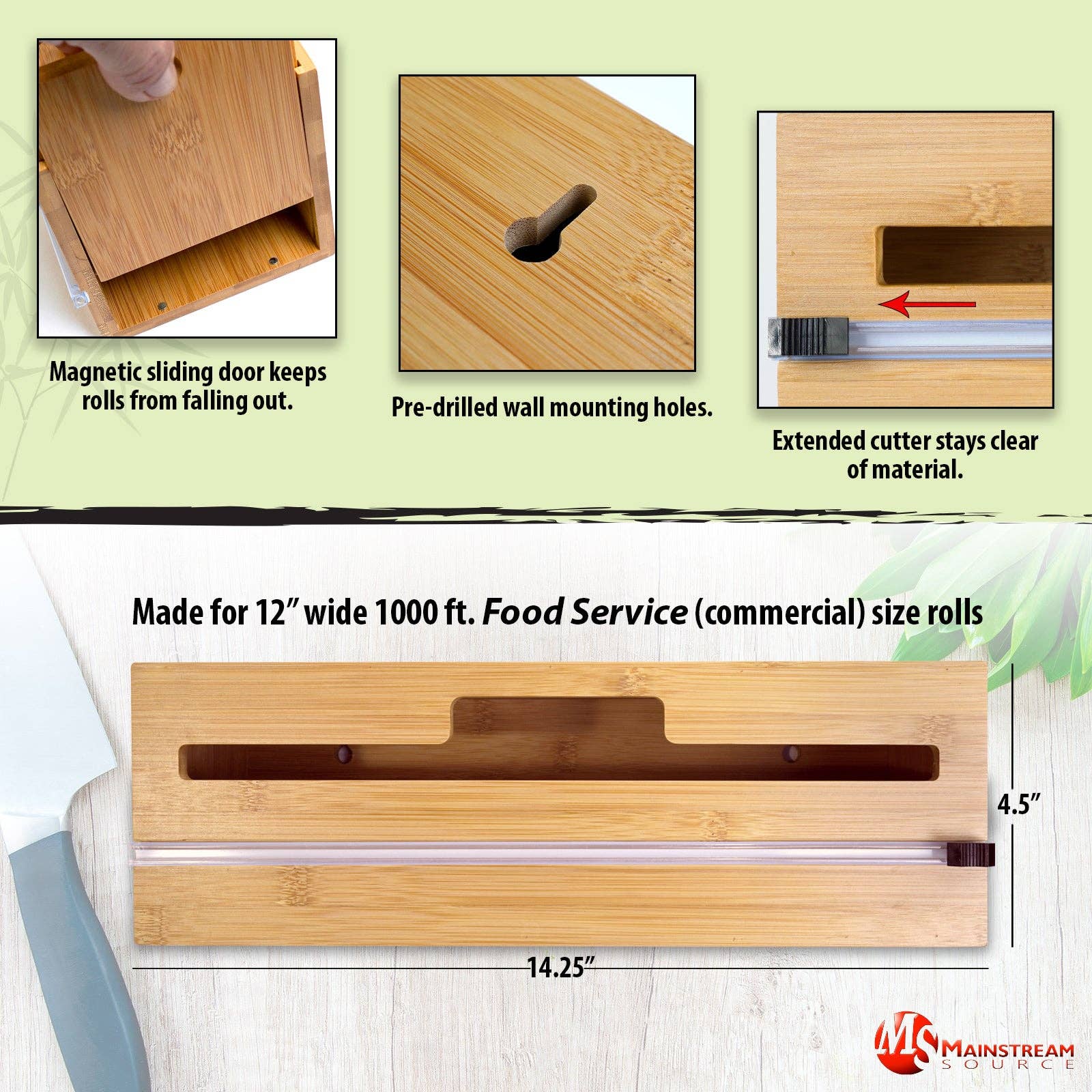 Mainstream Source – wholesale Köksverktyg/-pryl – Mainstream Source® Stor Bambu Wrap Dispenser - Extra tjock3