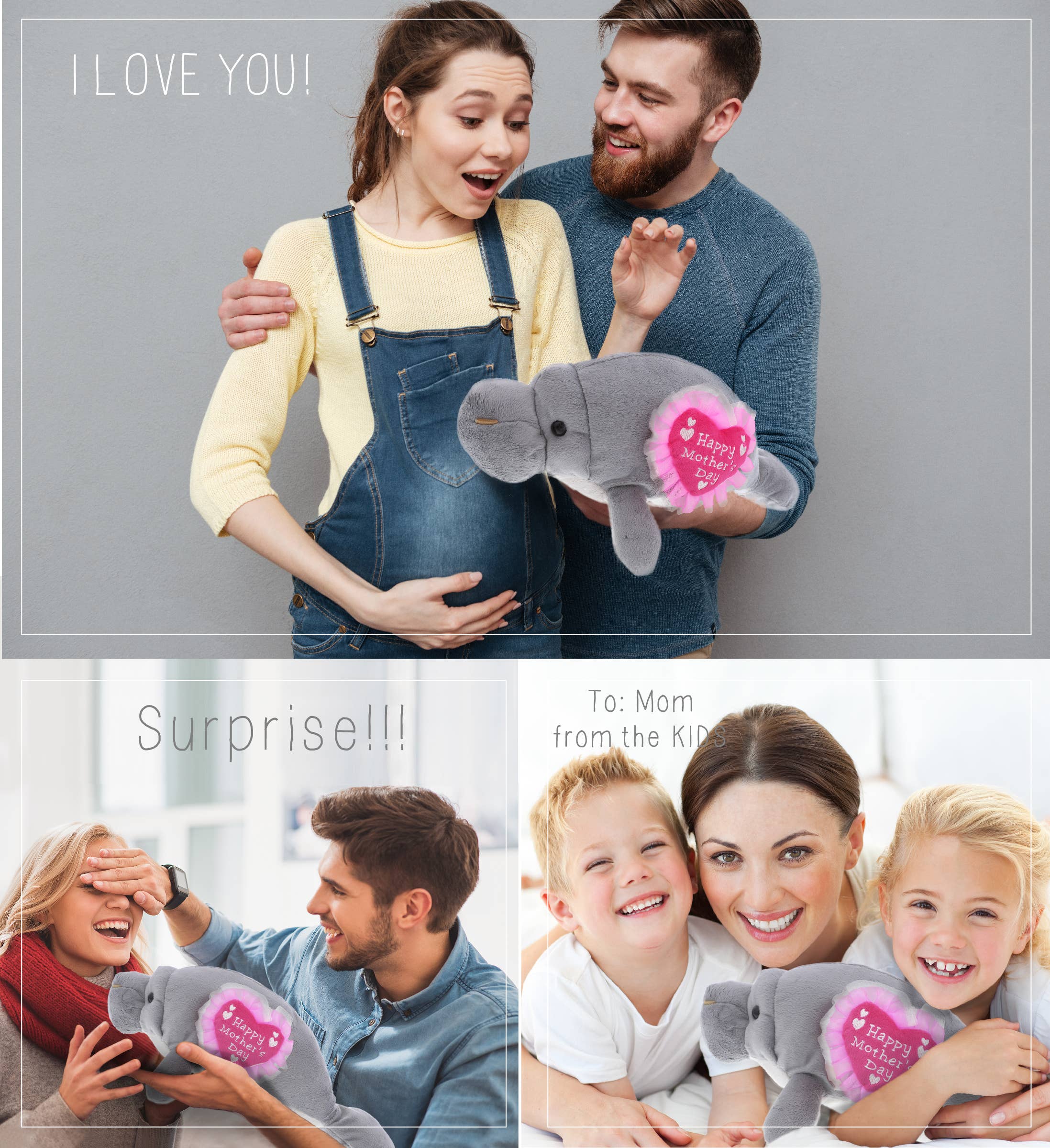 Cota Global - Wholesale Stuffed/Plush Toy - Kids & Baby - Plush Mother's Day Heart Wild Collection Grey Manatee3