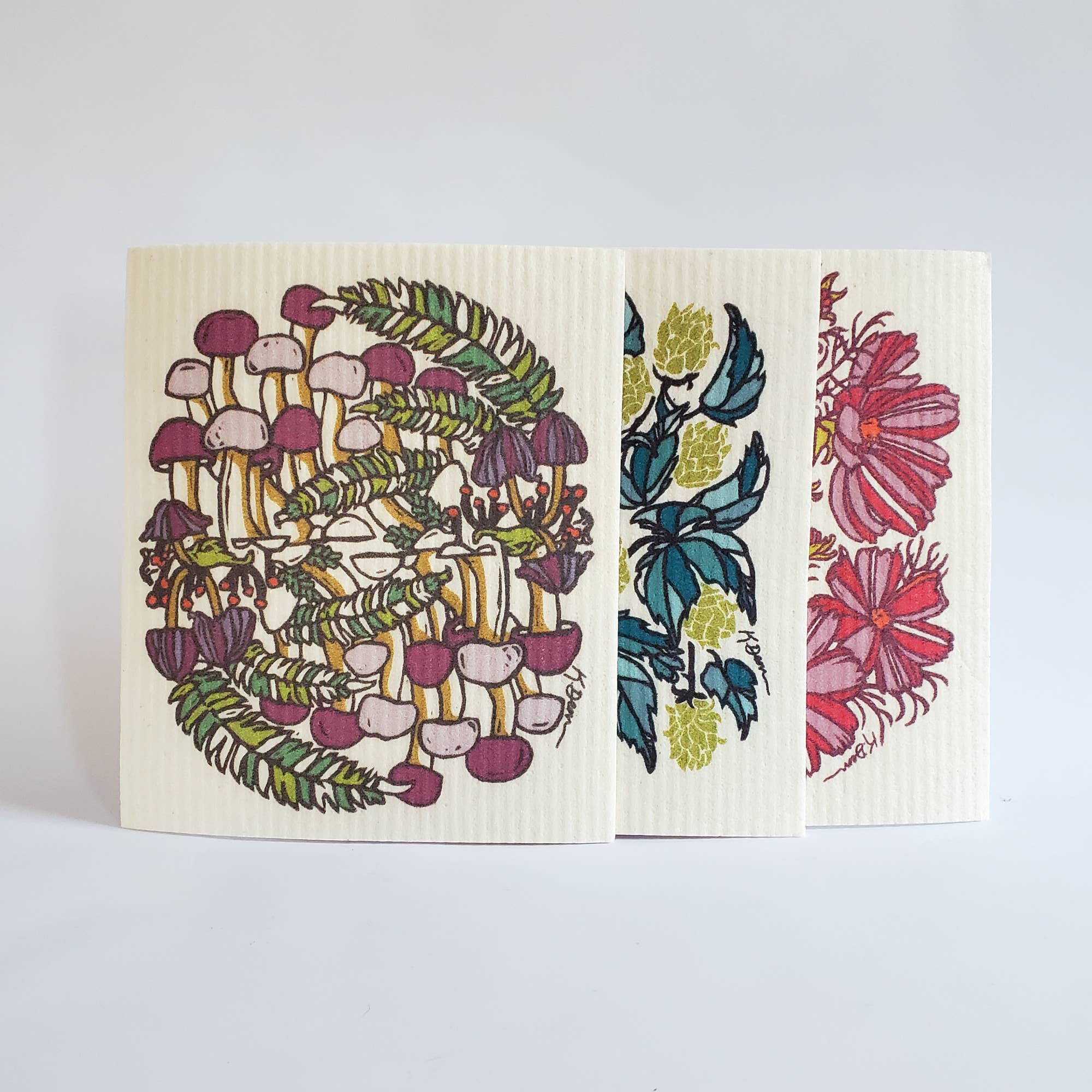 Little Green – Engroshandel Køkkenhåndklæde – Miljøvenlig opvaskeklud Fall Champignon Design, svensk håndklæde3