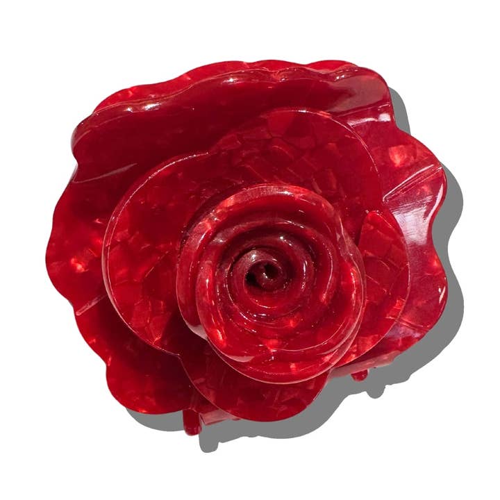 Red Handmade Origami Rose Flower Claw Hair Clip for wholesale on Faire0