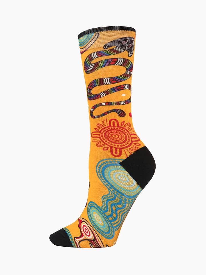 CHAUSSETTE EN BAMBOU FEMME SERPENT ARC-EN-CIEL AUTOCHTONE AUSTRALIENNE pour la vente par Bamboozld