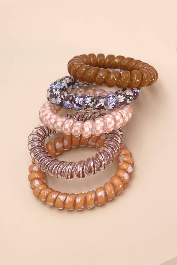 JOSSLYN by wall to wall – wholesale Hårsnoddar – Dam – JOSSLYN by wall to wall Spiralformade hårsnoddar med blommönster och djurtryck, 5-pack1