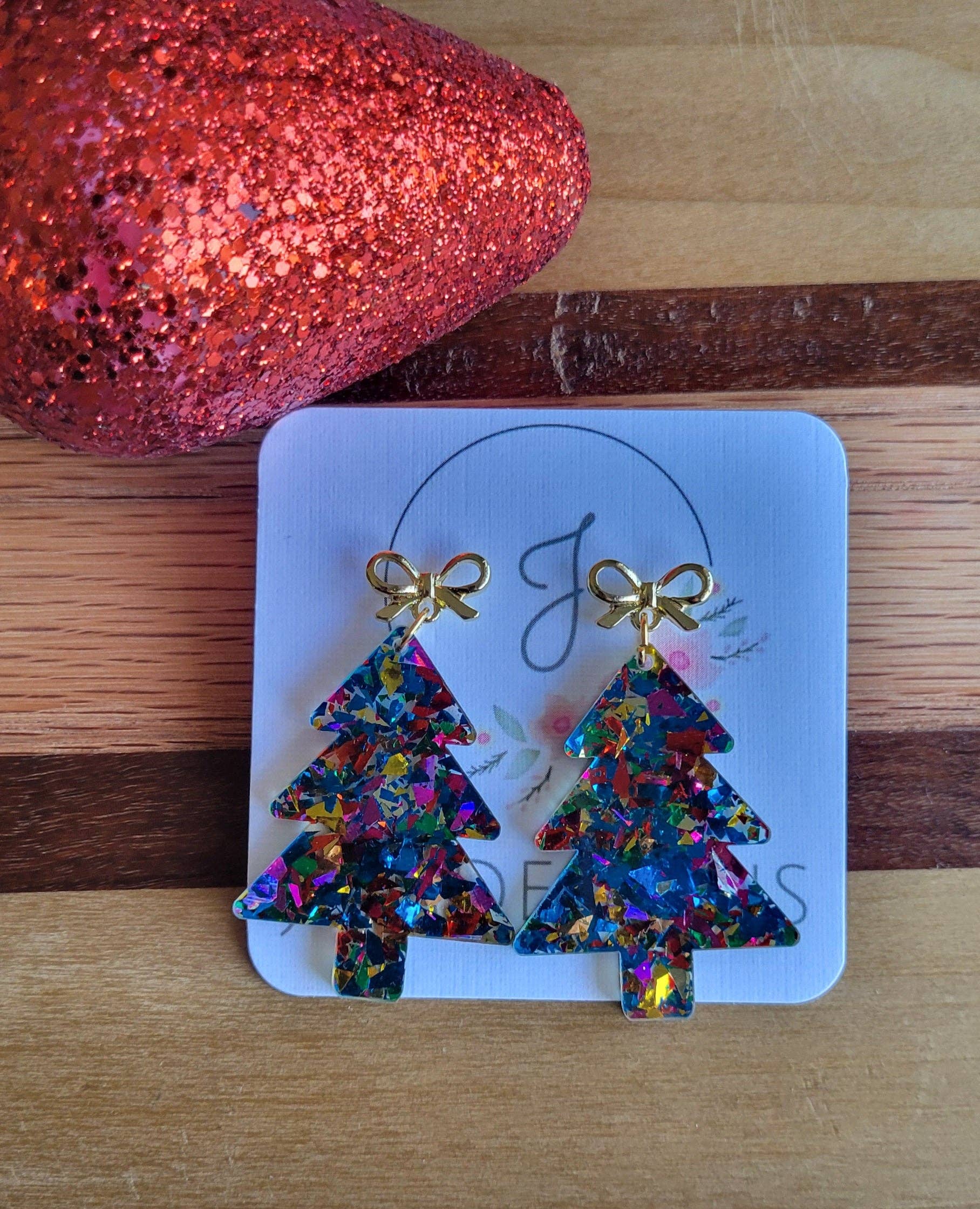 JEMdesigns - Wholesale Dangle Earrings - Christmas Tinsel Tree Earrings