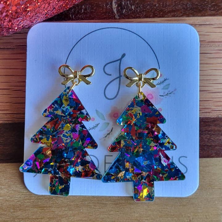 JEMdesigns - Wholesale Dangle Earrings - Christmas Tinsel Tree Earrings0
