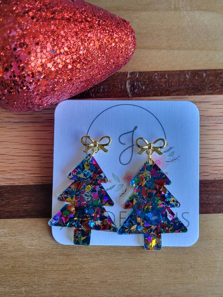 Christmas Tinsel Tree Earrings for wholesale by JEMdesigns