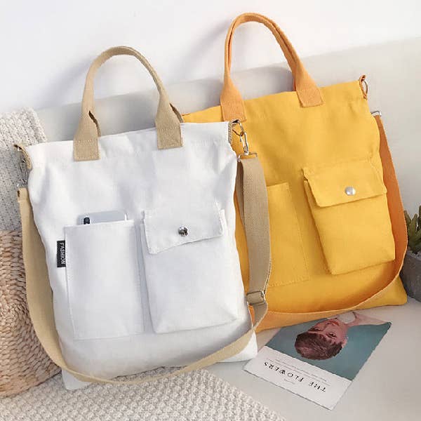 UZ Wholesale Store - Wholesale Tote Bag - Women's - 3 Colors With-pockets Canvas Handbag