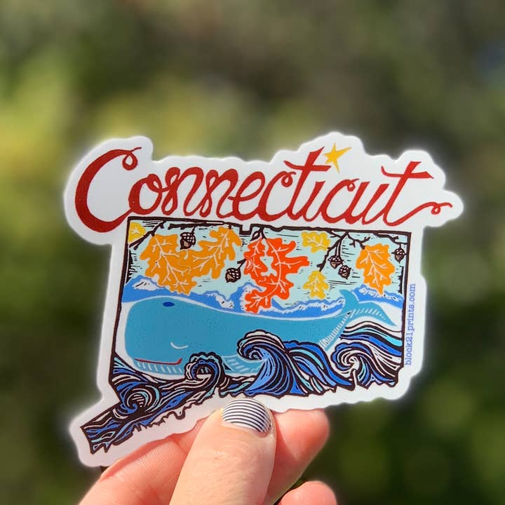Block21Prints - Wholesale Sticker - Connecticut State Die-Cut Sticker – Map Illustration2