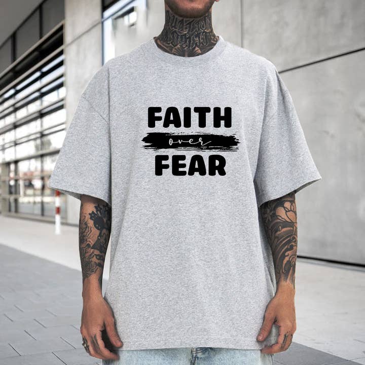 Faith Over Fear Men's Cotton T-shirt for wholesale by novaxau