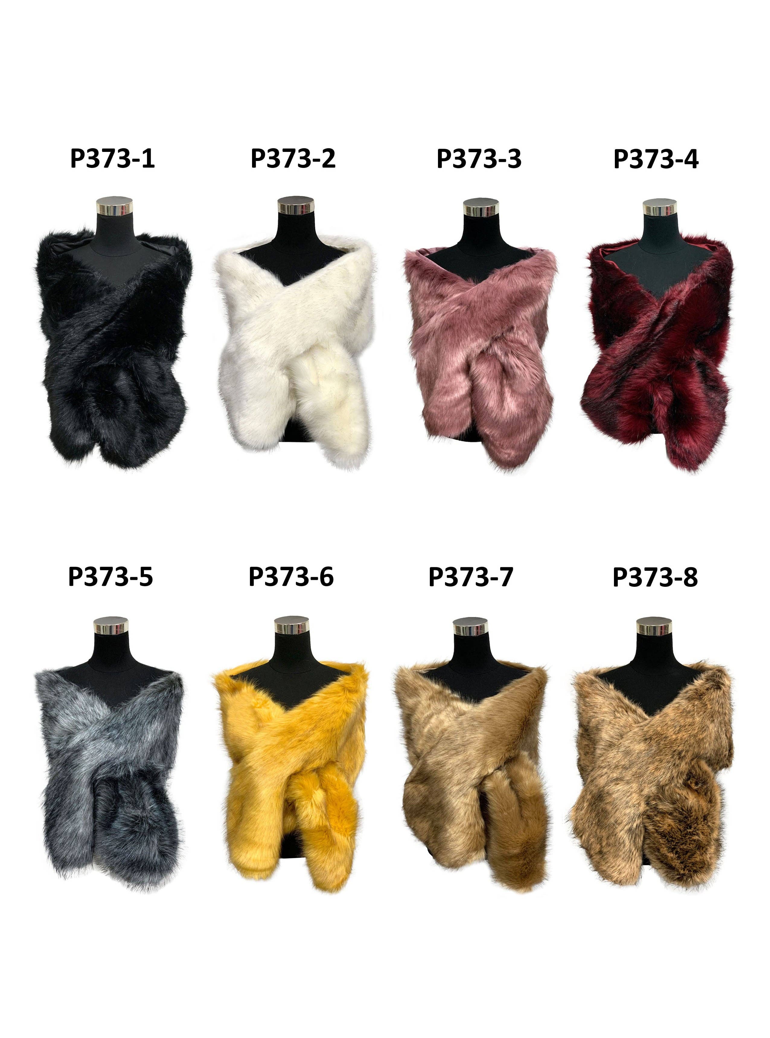 TAPA fashion - Wholesale Fur/Faux Fur Coat - Women's - Faux Fur Shawl Wide P373 (3PC)28