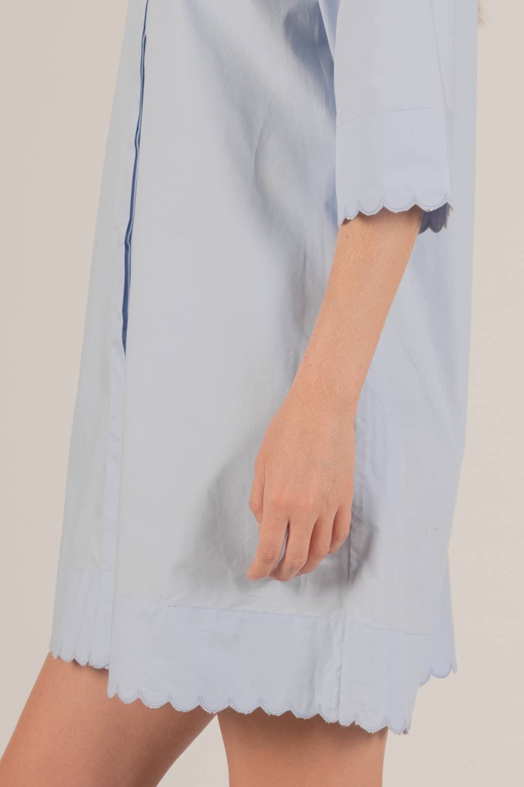 Before You Collection - Wholesale Dress - Women's - Poplin Scalloped Hem Button Up Shirt Dress9