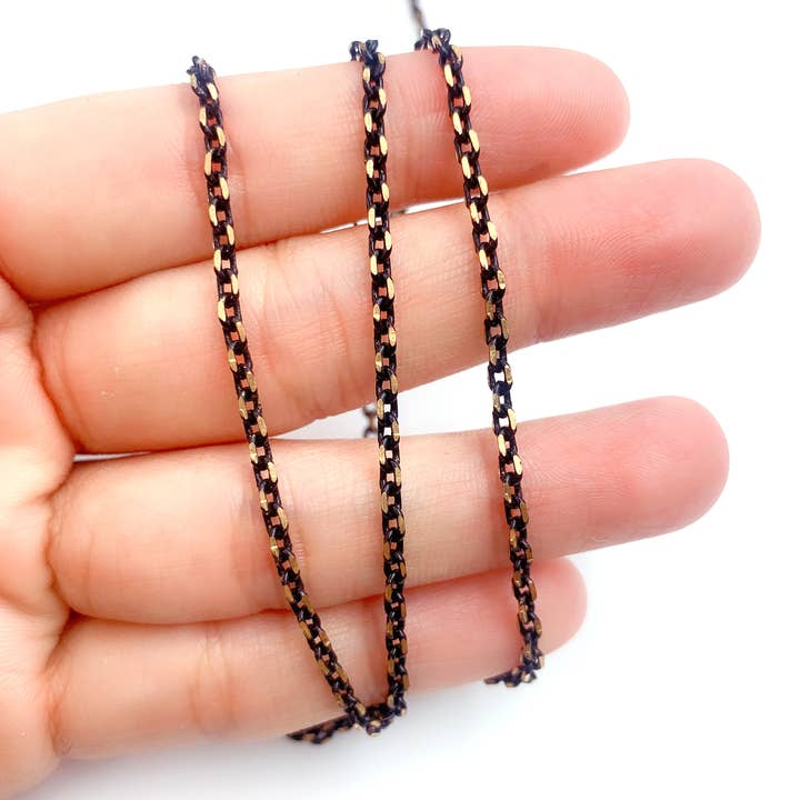Black Enamel Cable Chain by Foot - Craft Supplies for wholesale by Beads Creation