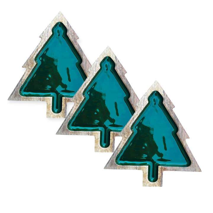 My Casita - Wholesale Christmas Decoration - 10" Green Christmas Tree Tray H-16 (case of 3)