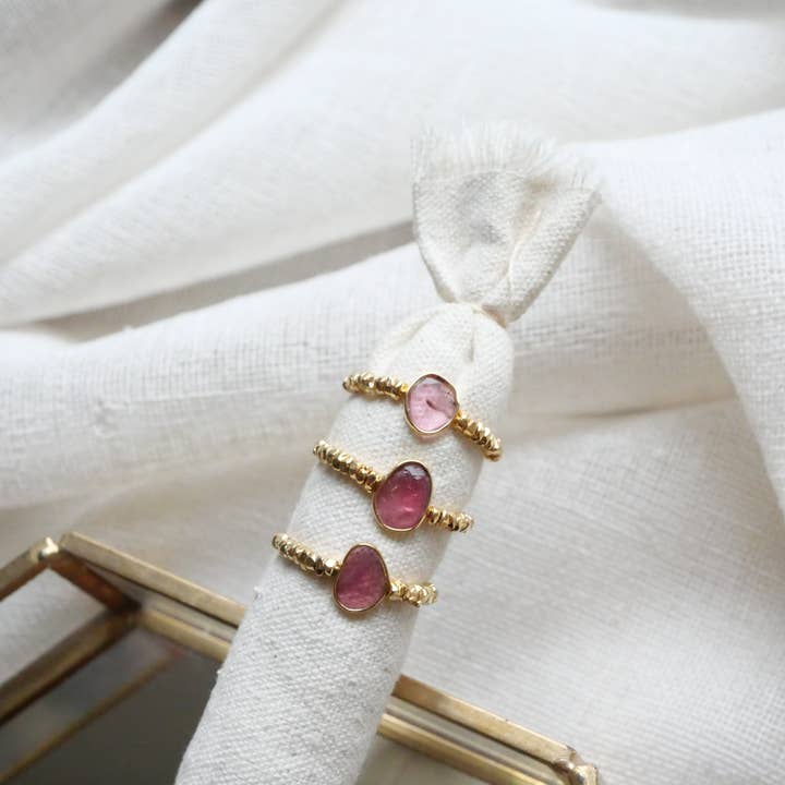 GINANDGER - Wholesale Single Stone/Solitaire Ring - RING ADJUSTABLE SOUMYA PINK TOURMALINE
