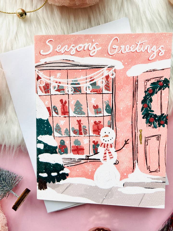 Christmas Snowman Shop - Greeting Card for wholesale by Makerie Day