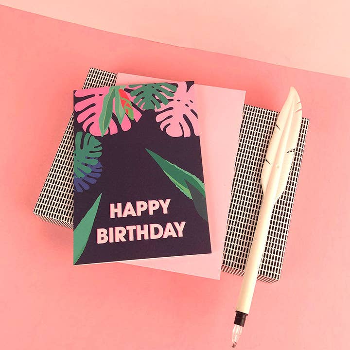 Cartão de felicitações tropicais de FELIZ ANIVERSÁRIO por atacado de DOODLE MOO LTD