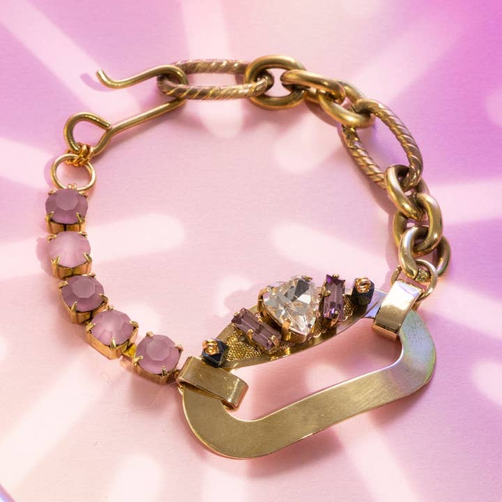 Pulseira Ipazia com Cristais Lilás por atacado de Susi di Re