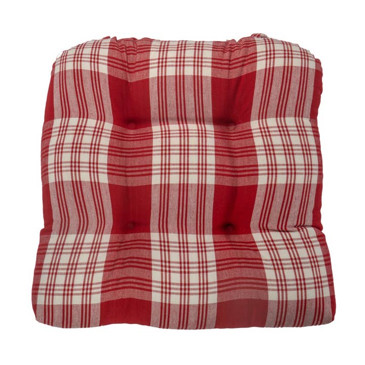 Cojín de silla Tufted - Stone Red Plaid para venta al por mayor de Accent Linen