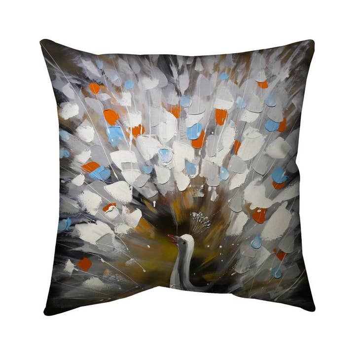 Abstract Peacock Bird Pillow - Blue Contemporary Home Decor for wholesale by BEGIN HOME DECOR