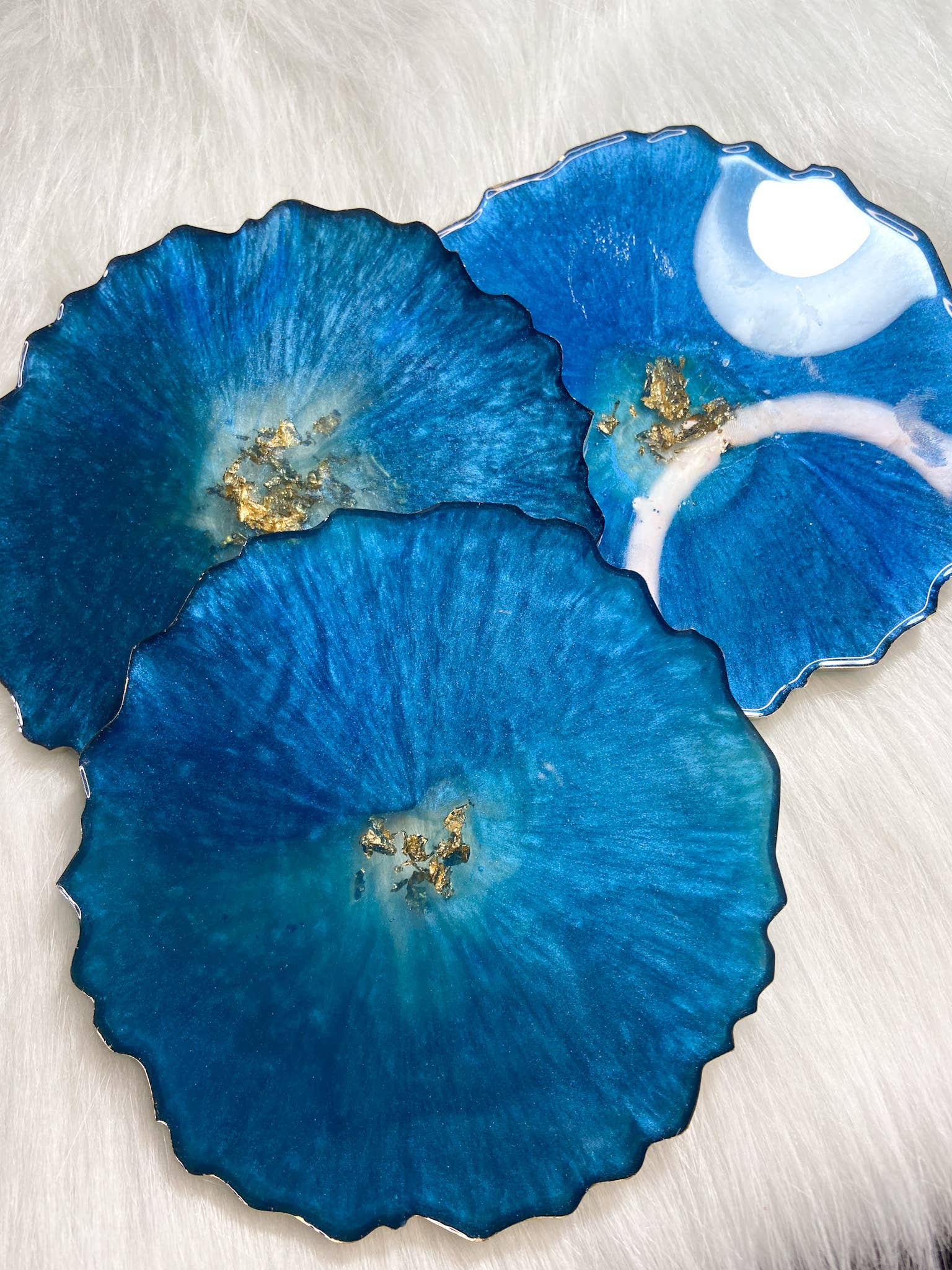 KraftzbyKenzie - Wholesale Coasters - Blue and Gold Foil Coaster | Resin Coaster0