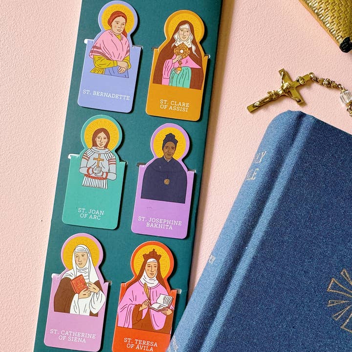 Catholic Family Crate® - Wholesale Bookmark - Holy Women Magnetic Bookmarks - 6 pack