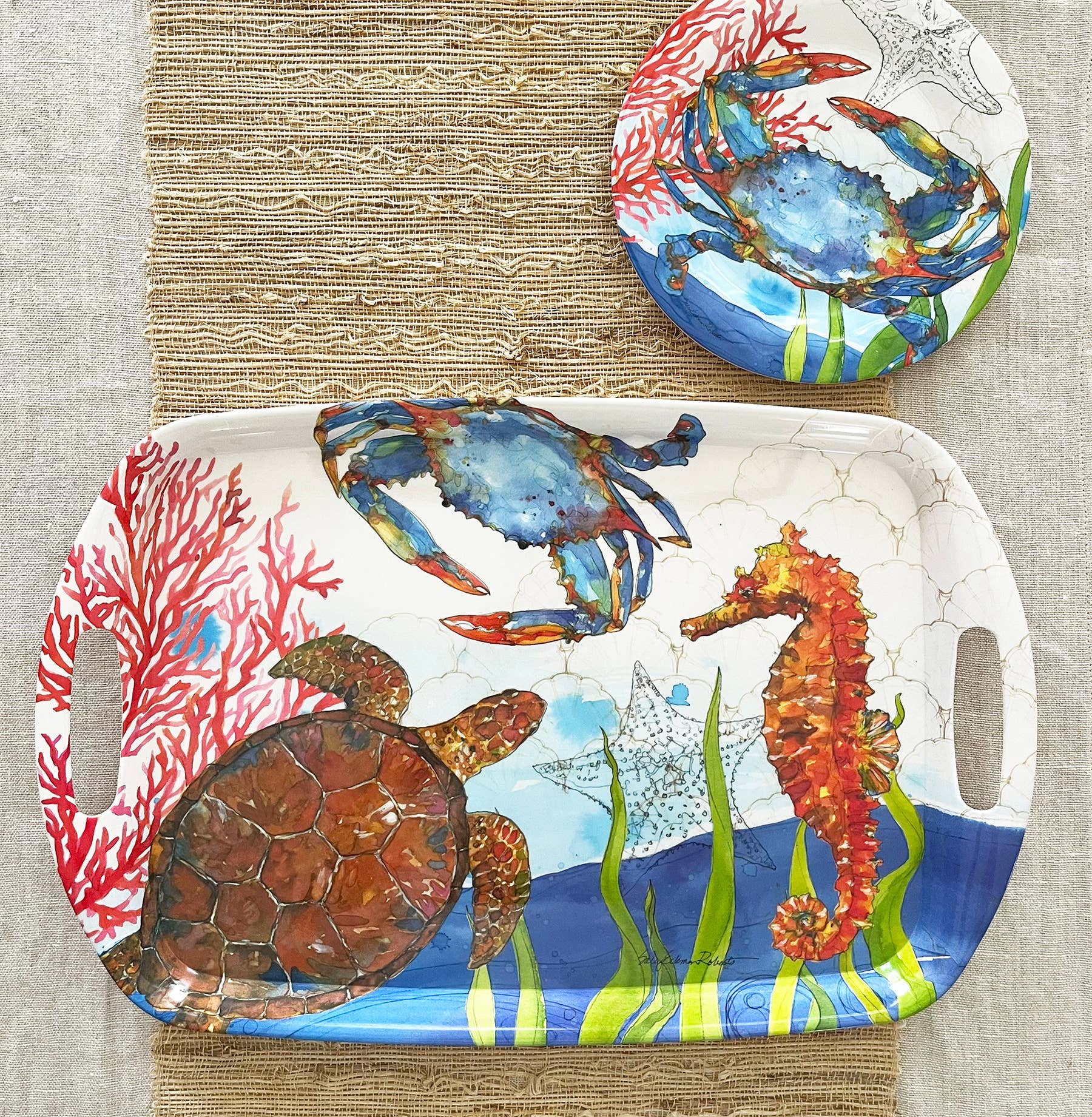 Bamboo Table - Wholesale Salad Plate - Oceana Coastal Crab Bamboo Salad Appetizer Plate5