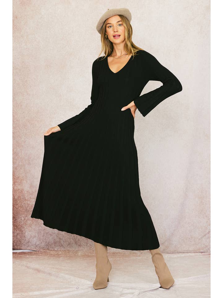 ILLA ILLA - Vente Robe – femme - Robe longue en tricot côtelé1