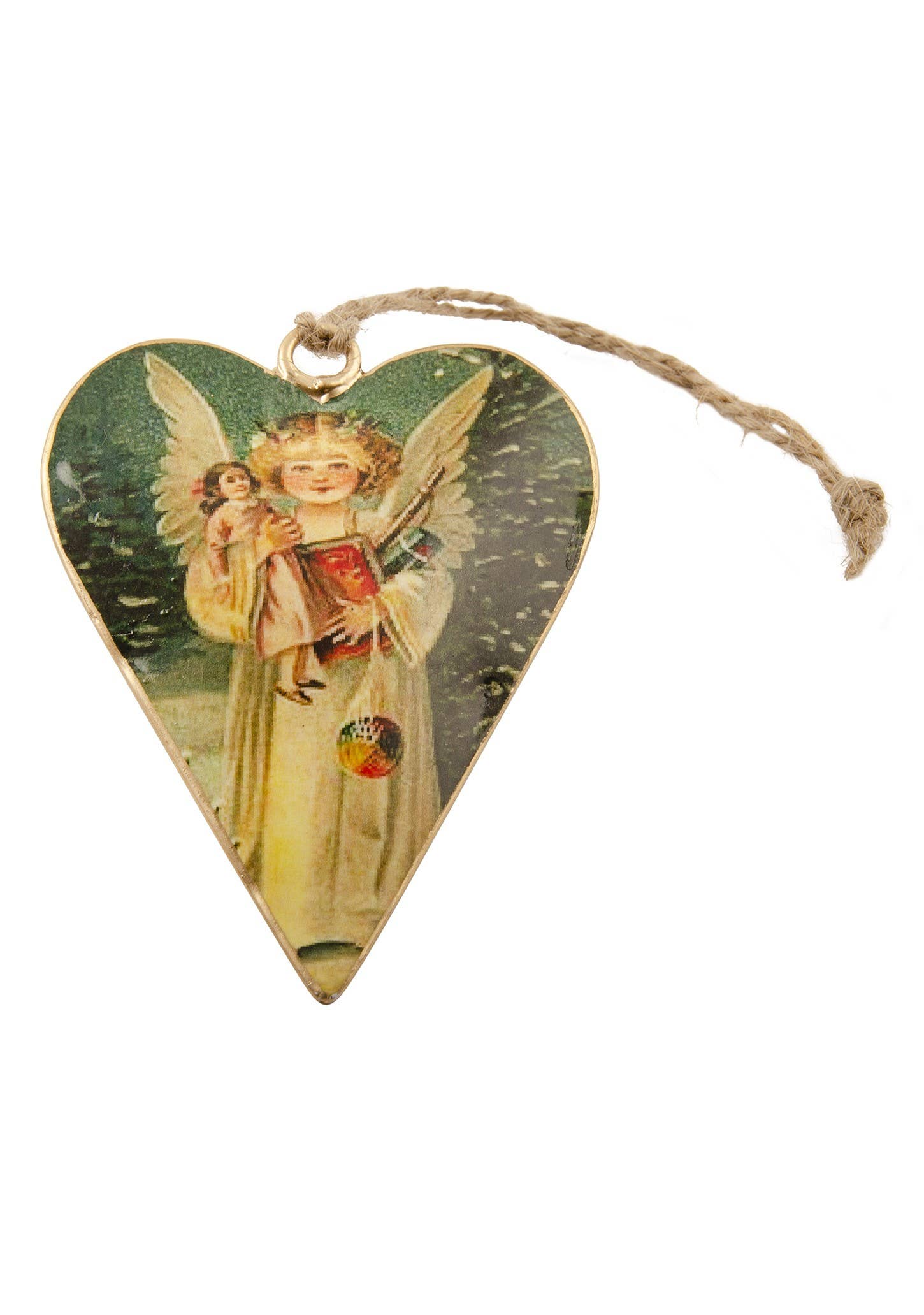 Namaste - Wholesale Christmas Decoration - Vintage Tin Heart Shape Angel Decoration1