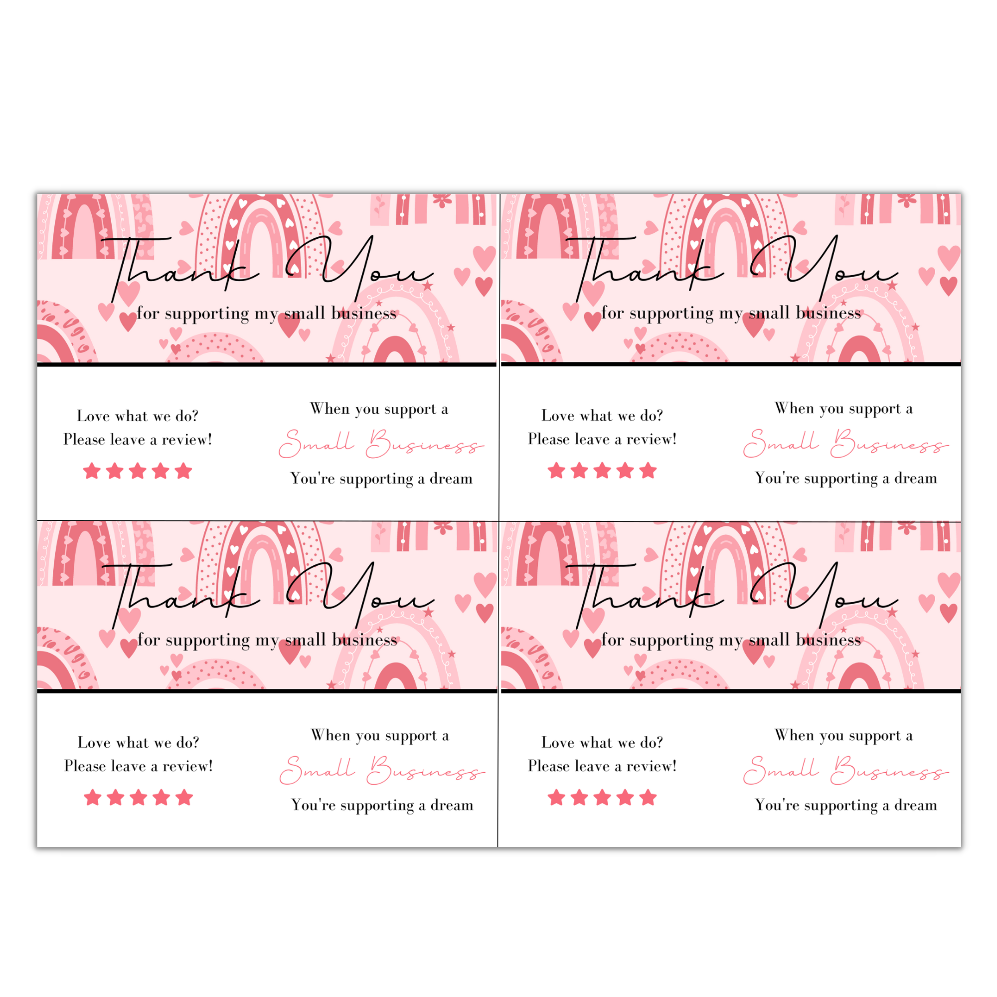 Small Biz Supplies - Wholesale Stationery/Notecard Set - Thank You Card Sheets4