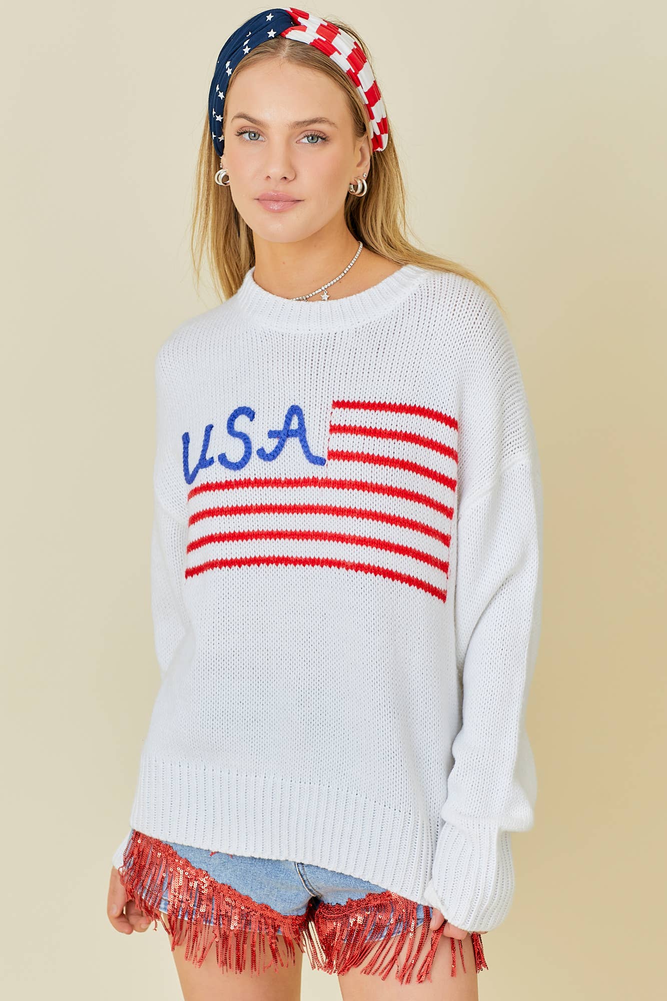 HVID USA amerikansk flag 4th of juli-trøje for engroshandel på Faire3