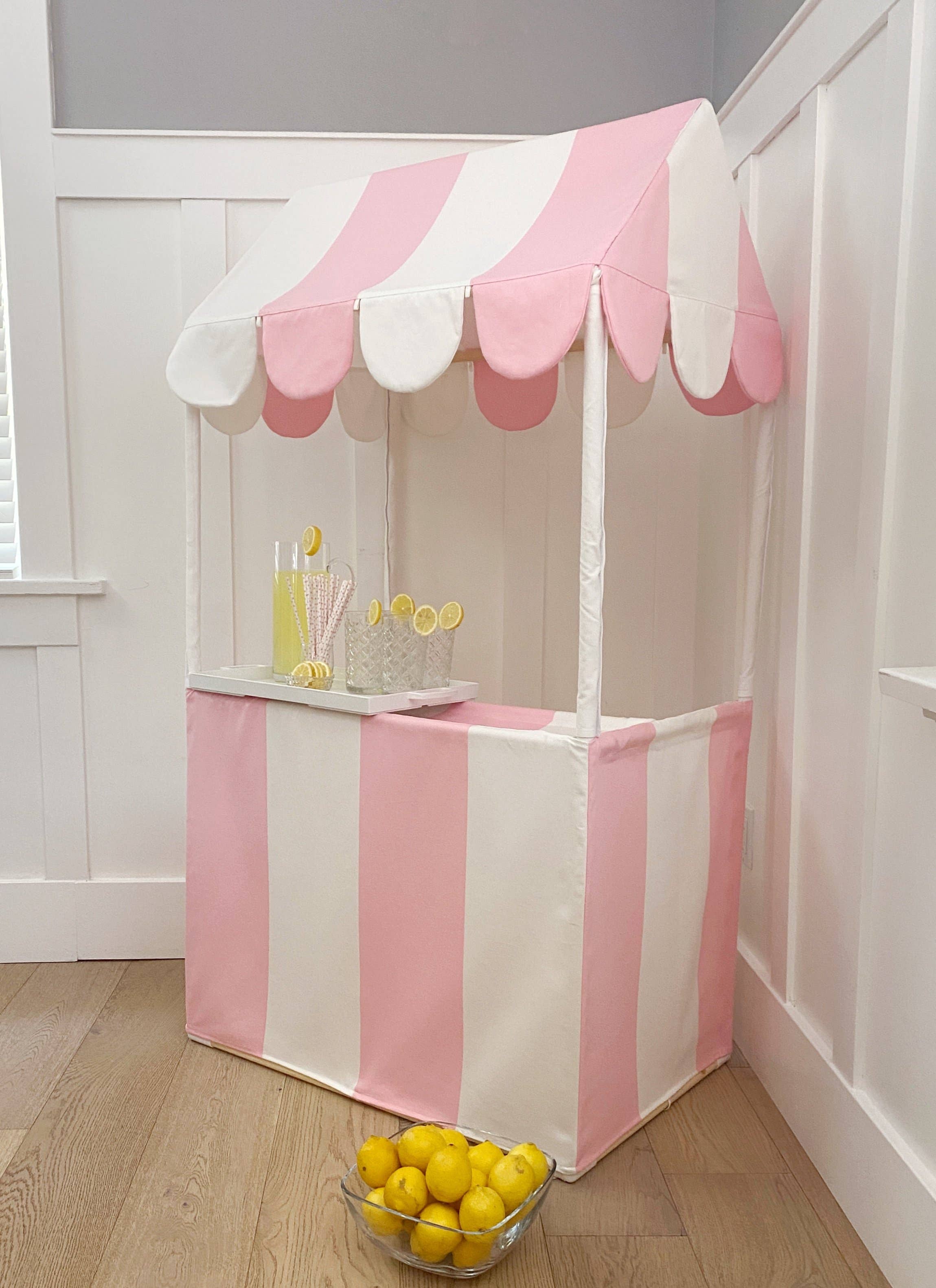 Domestic Objects - Wholesale Tent - Kids - The Market Stand Play Tent in Pink & White Cotton Canvas12