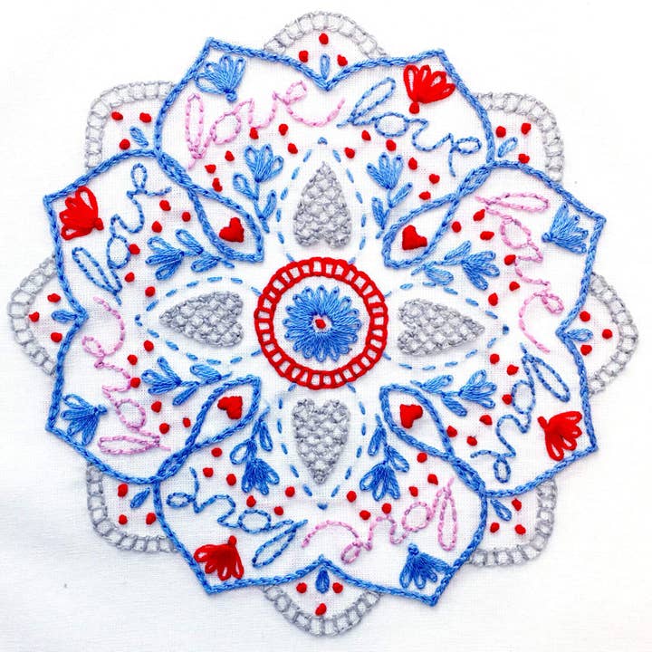 Penguin & Fish - Vente Accessoire de broderie/point de croix - Kit de broderie Mandala Love 8"2