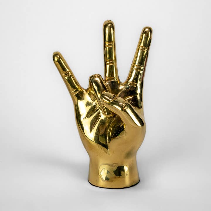 PRIZE - Wholesale Sculpture - Cougar Paw, Pitchfork, Triton Hand Sign Sculpture in Brass