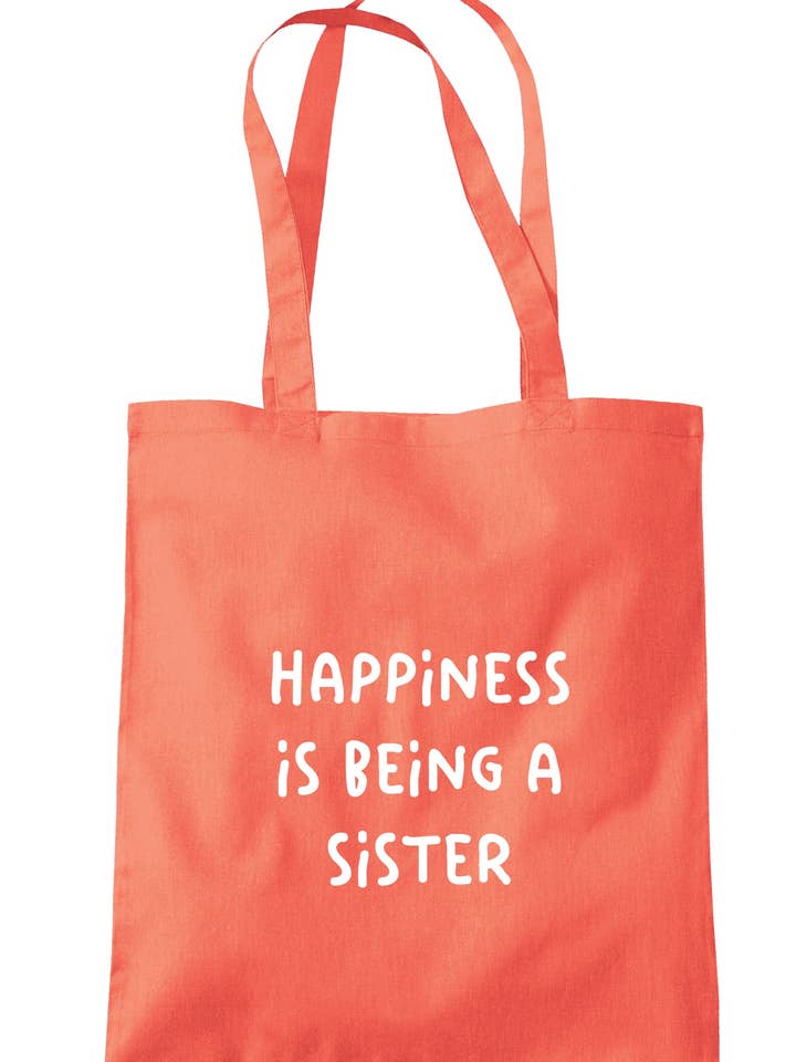 Borsa a tracolla Happiness Is Being A Sister, 37,5 cm x 42 cm per la vendita all'ingrosso da parte di Illustrated Identity