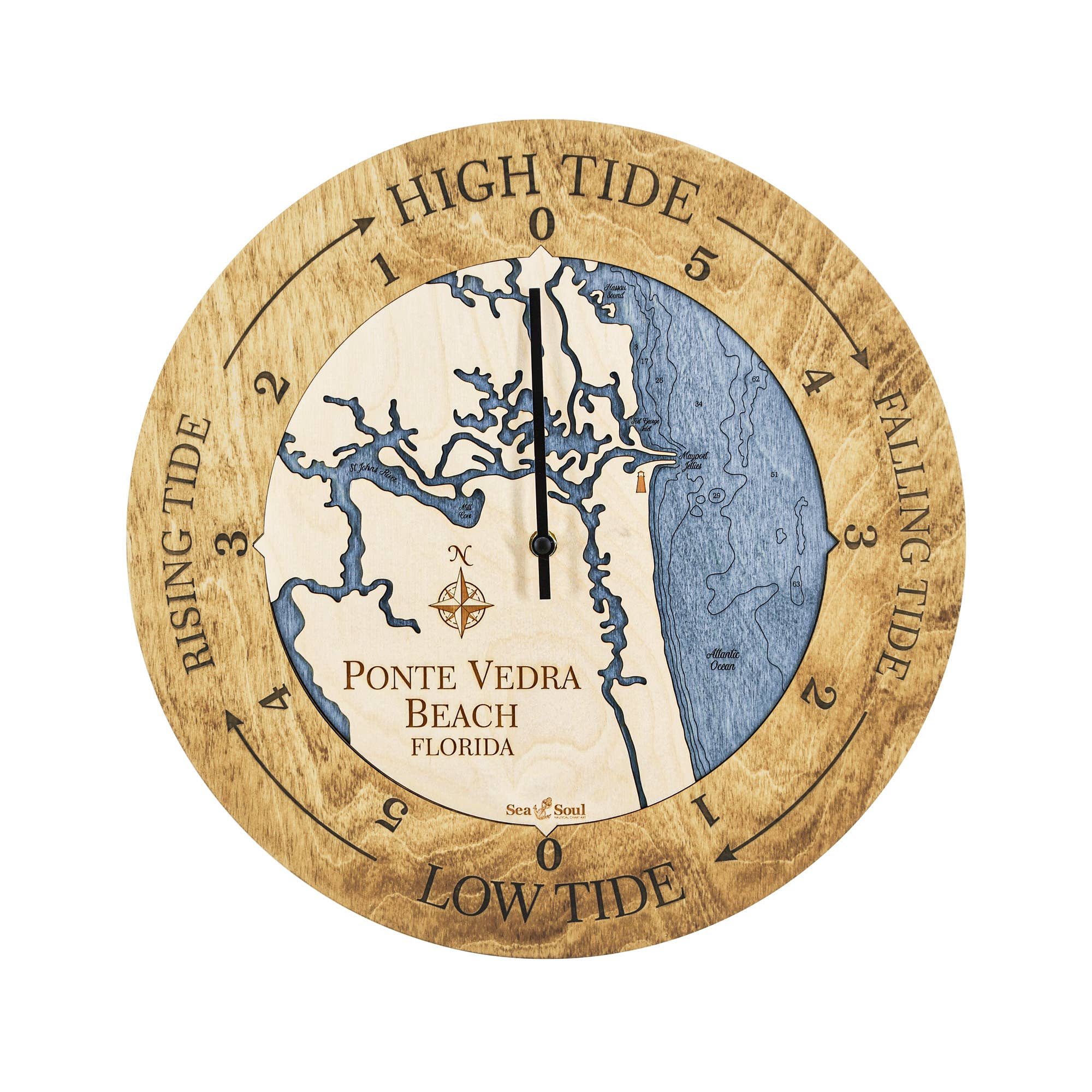 Sea & Soul Nautical Chart Art - Wholesale Wall Clock - Florida East Coast Nautical Chart Tide Clock-Many Locations134