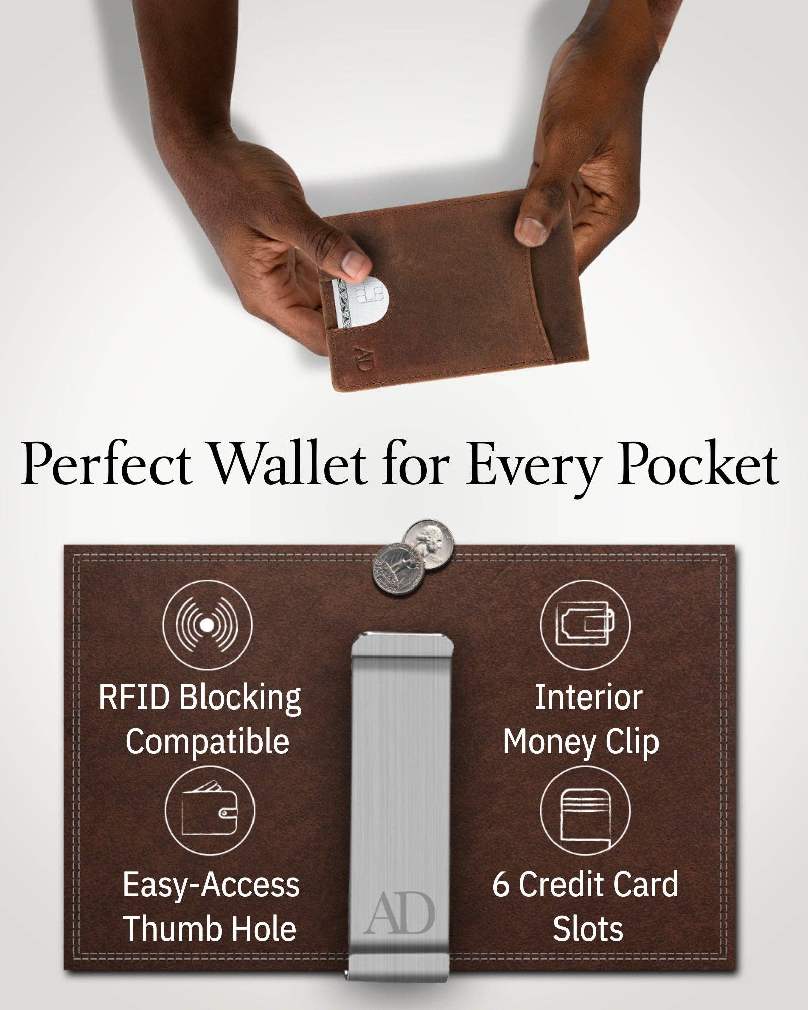 Access Denied Accessories - Wholesale Wallet - Men’s - Real Leather Wallets For Men Money Clip Bifold Wallet RFID15