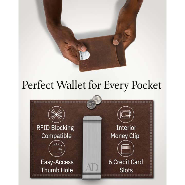 Access Denied Accessories - Wholesale Wallet - Men's - Real Leather Wallets For Men Money Clip Bifold Wallet RFID16