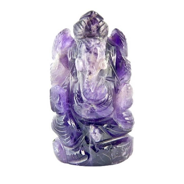 Hand-carved Amethyst Lord Ganesh Statue - 2.25" for wholesale by OMSutra