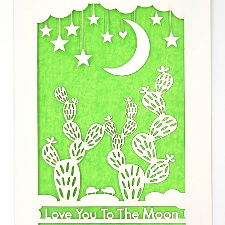 two hermanas - Wholesale Love Card - Love you to the Moon - Cactus6