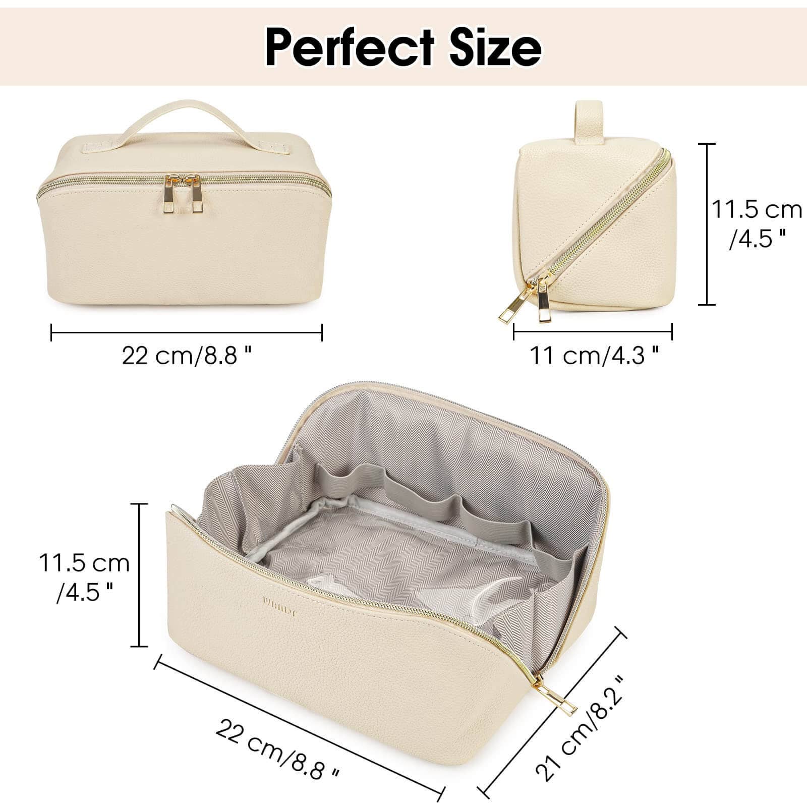 wandf - Venta al por mayor Bolsa para maquillaje - Bolsa de maquillaje de cuero vegano plana abierta, bolsa cosmética con cremallera23