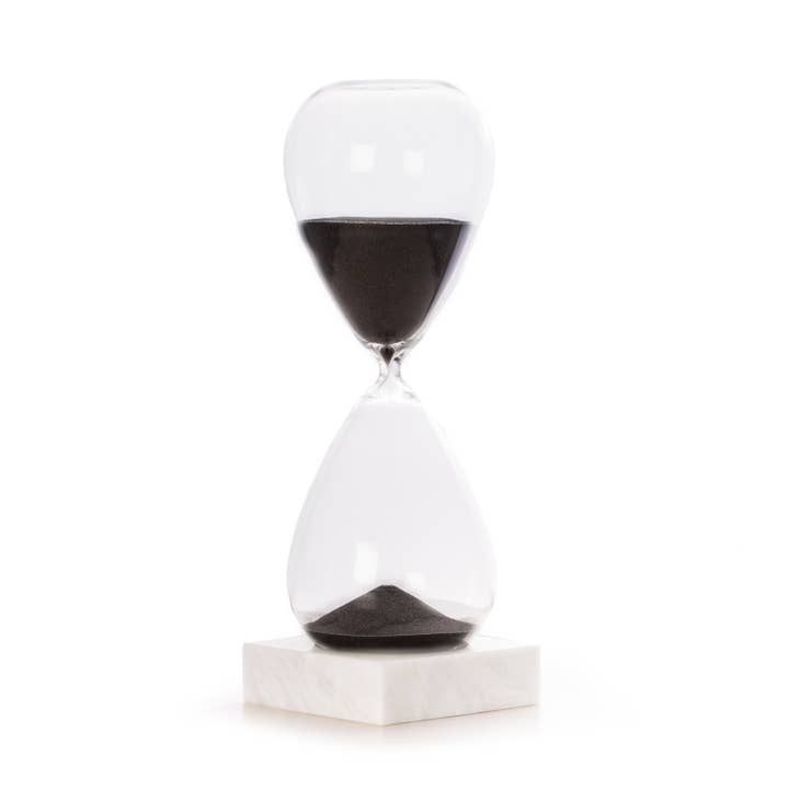 BeyBerk International - Wholesale Decorative Tabletop Object - 90 Minute Hourlass Sand Timer on Marble Base - Black Sand2