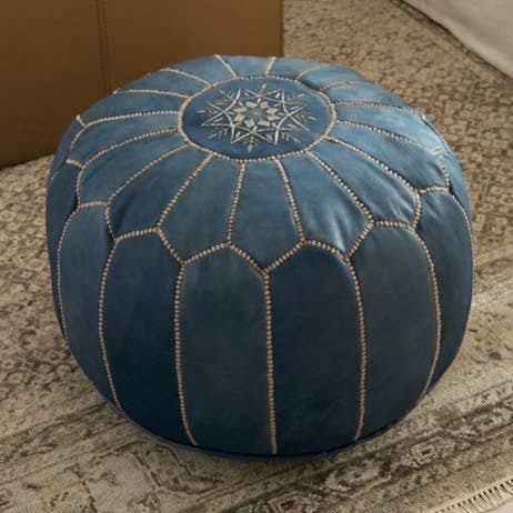 Banco Pele Marroquino Otoman, Pouf artesanal por atacado de DarKech