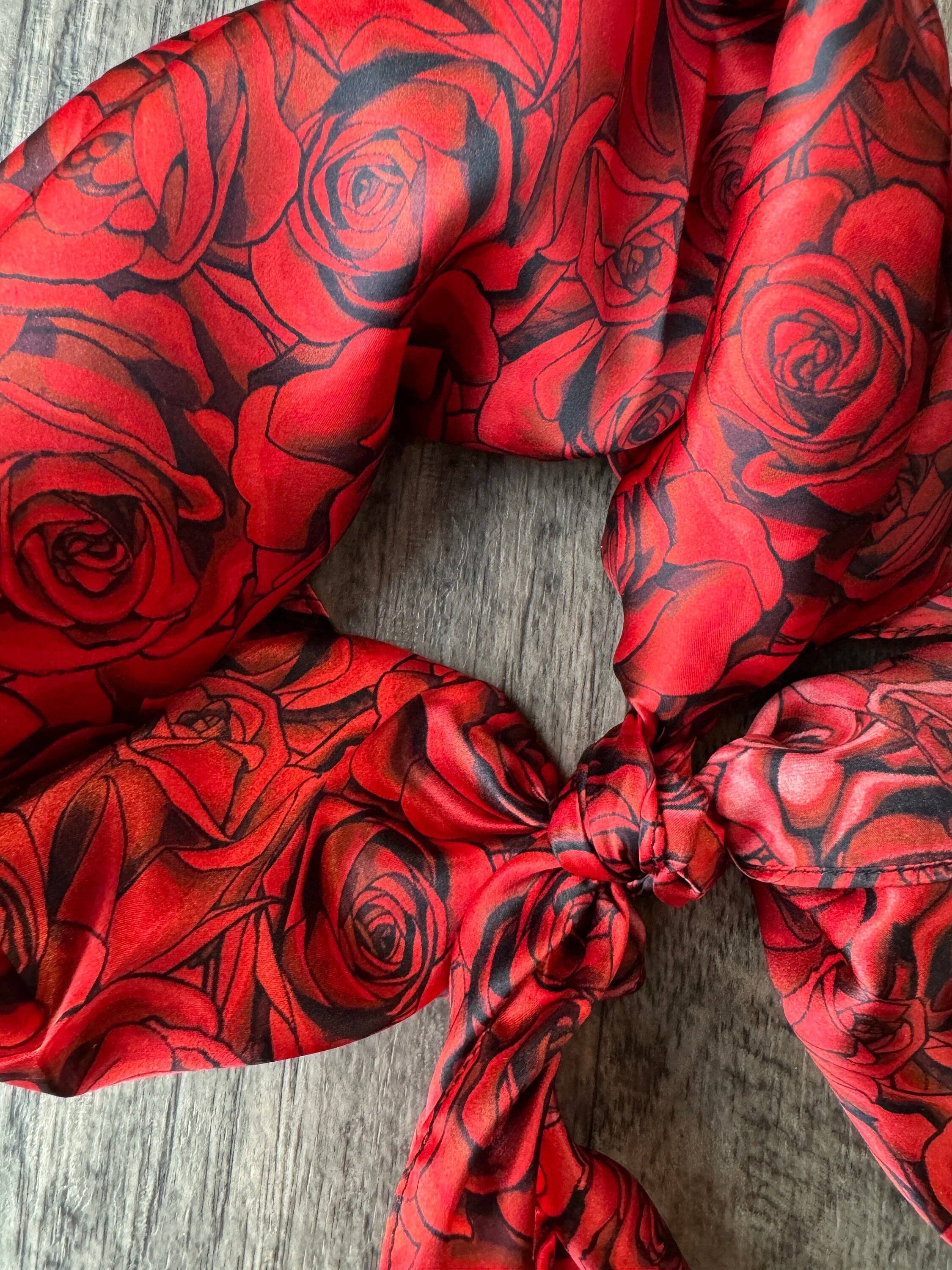 Double B Wild Rags - Vendita all'ingrosso Sciarpa - Donna - Foulard Western in Seta 100% con Rose Rosse e Nere di Double B Wild Rags5
