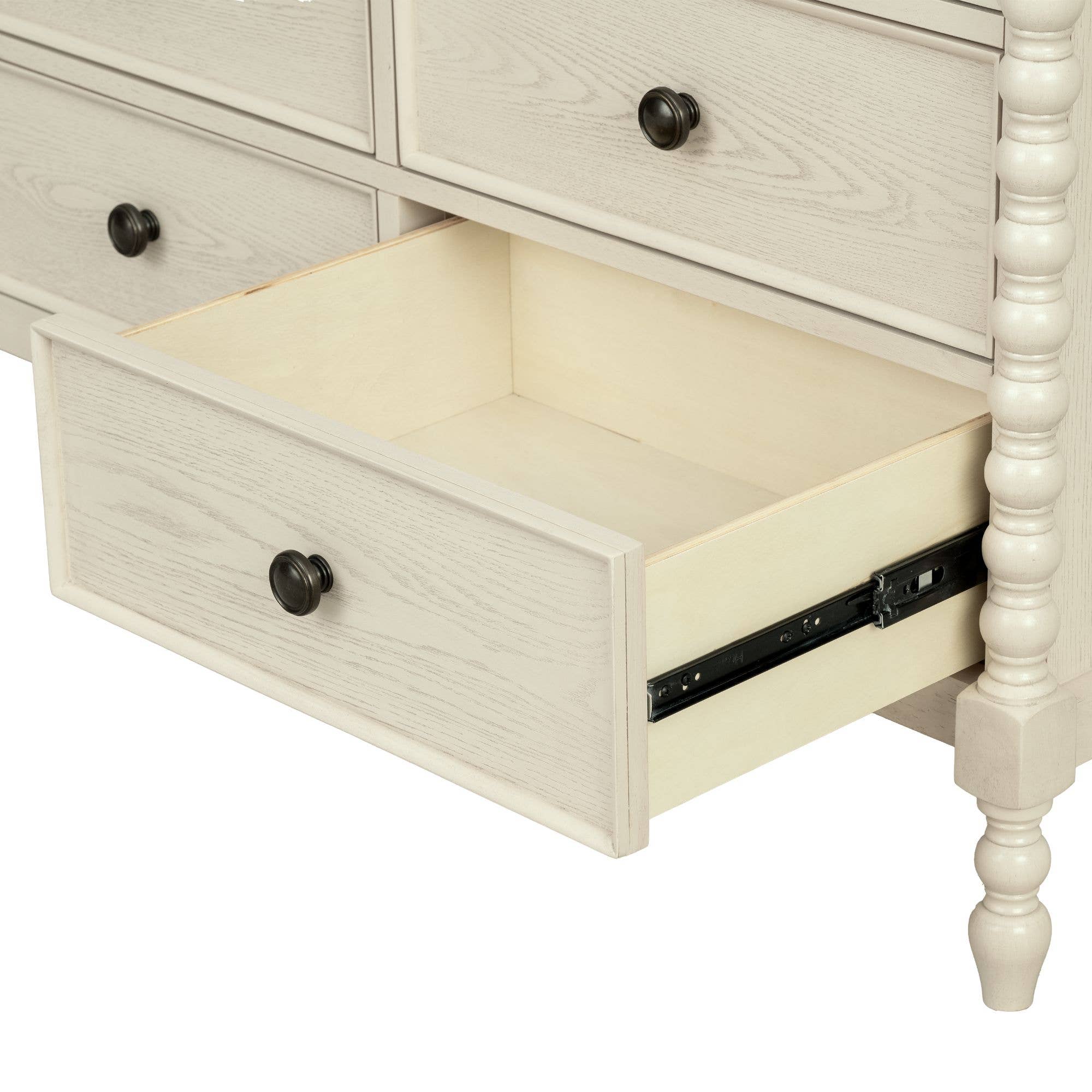 Olliix - Wholesale Cabinet - 46"W 6-Drawer Small Spindle Wood Dresser, Antique Cream *10